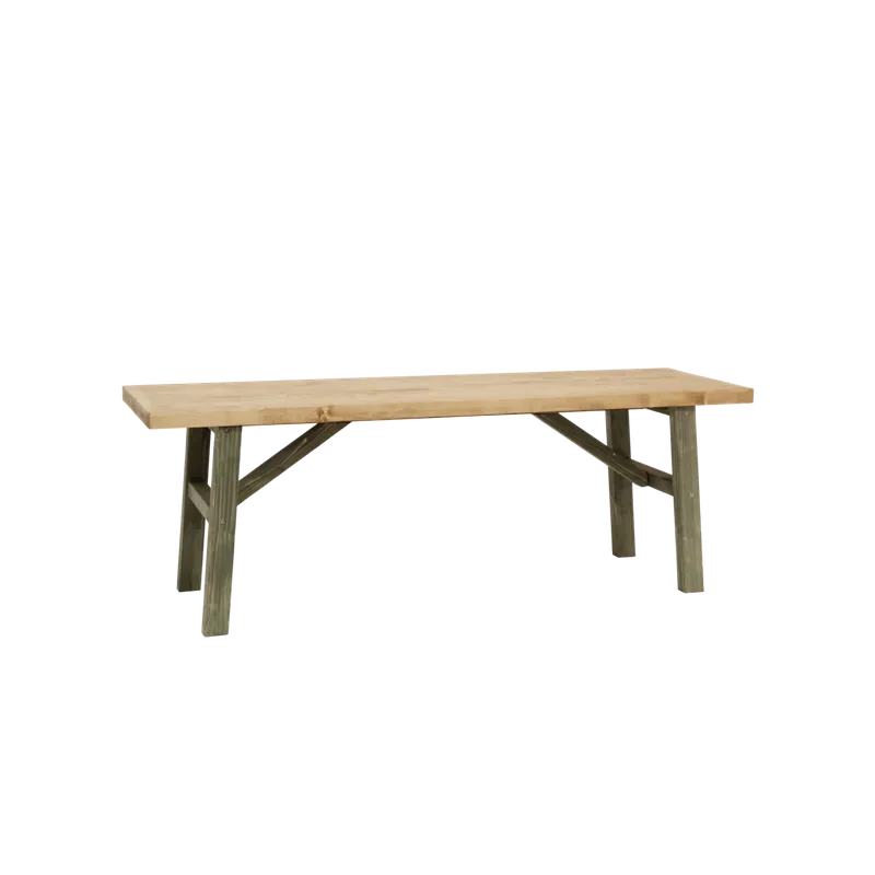 Banco de madera maciza en tono verde de 115cm - Bancos y taburetes