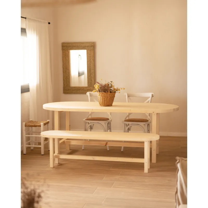 Banco de madera maciza en tono natural de 120cm - Bancos y taburetes