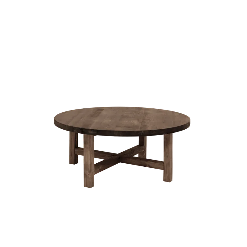 Mesa de centro redonda de madera maciza acabado nogal de Ø60cm - Mesas de centro