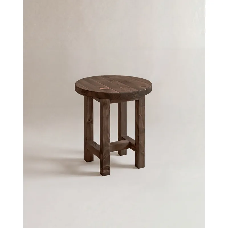 Mesita de noche de madera maciza en tono nogal de 40x35cm - Mesitas de noche