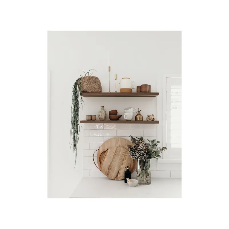 Pack 2 estanterías de madera maciza flotante acabado nogal 60cm