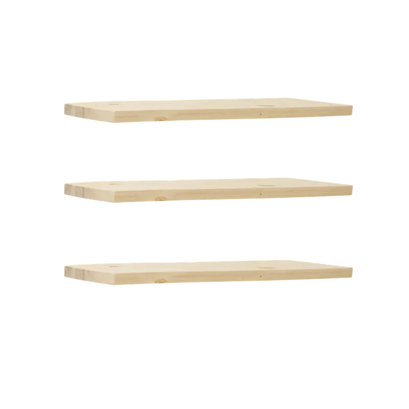 Pack 3 estanterías de madera maciza flotante acabado natural 80cm