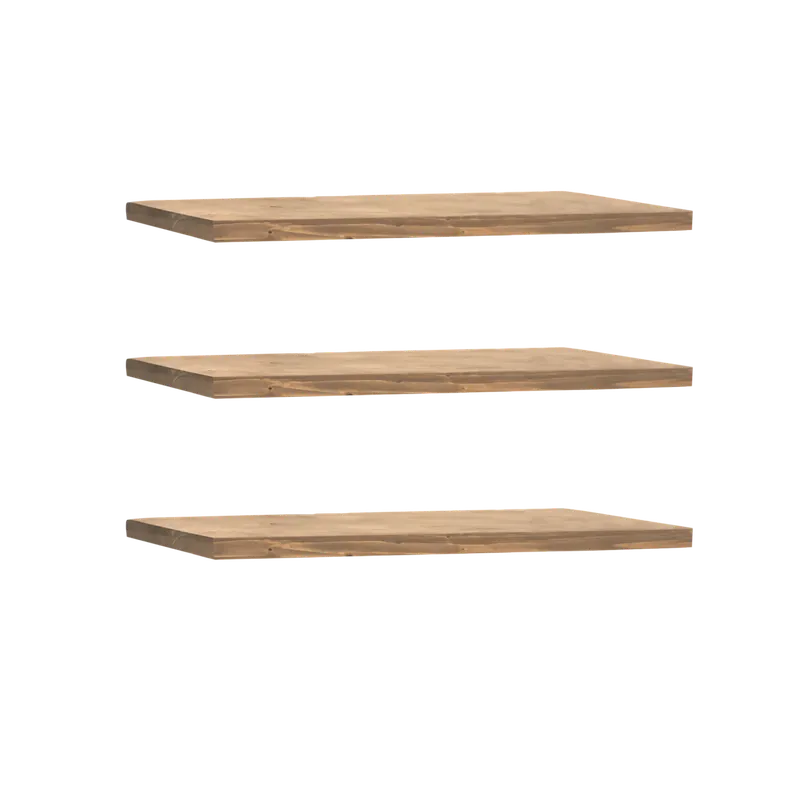 Pack 3 estanterías de madera maciza flotante acabado roble oscuro 60cm