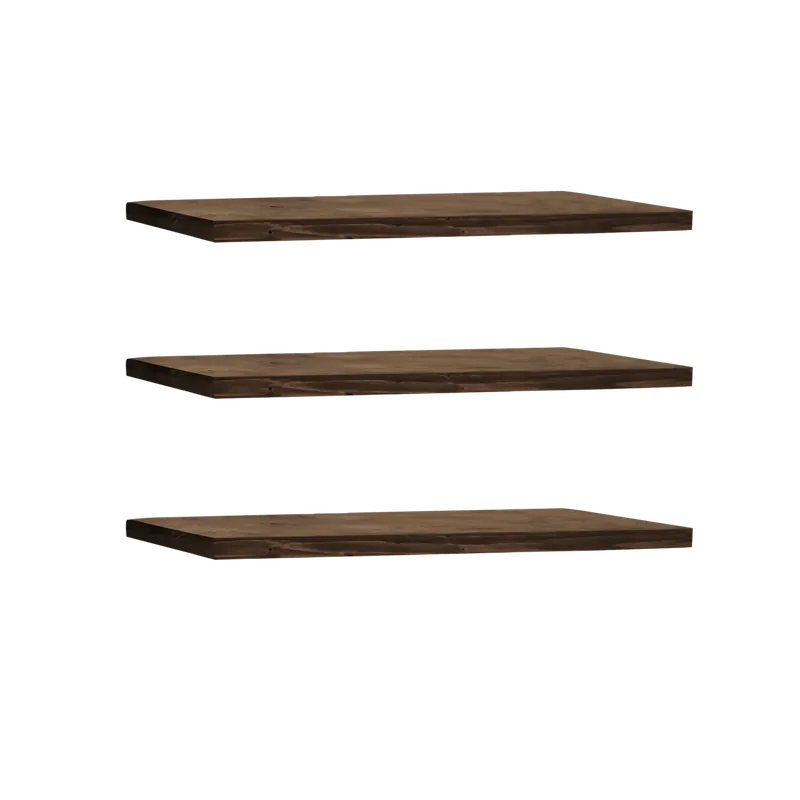 Pack 3 estanterías de madera maciza flotante acabado nogal 60cm