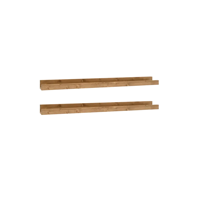 Pack 2 estantes de madera maciza flotante tono roble oscuro 50cm - Estanterías