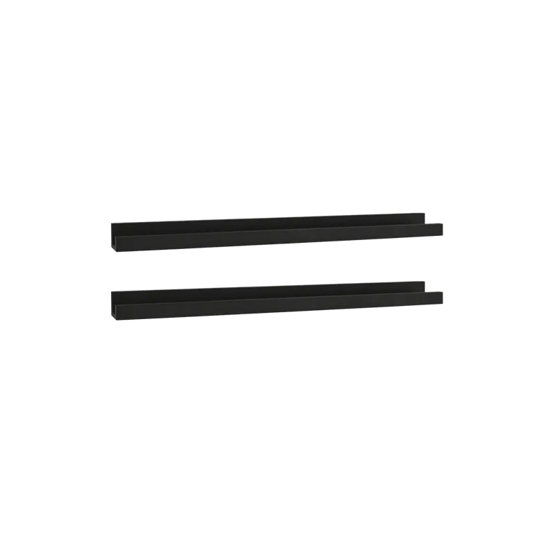 Pack 2 estantes de madera maciza flotante tono negro 50cm - Estanterías