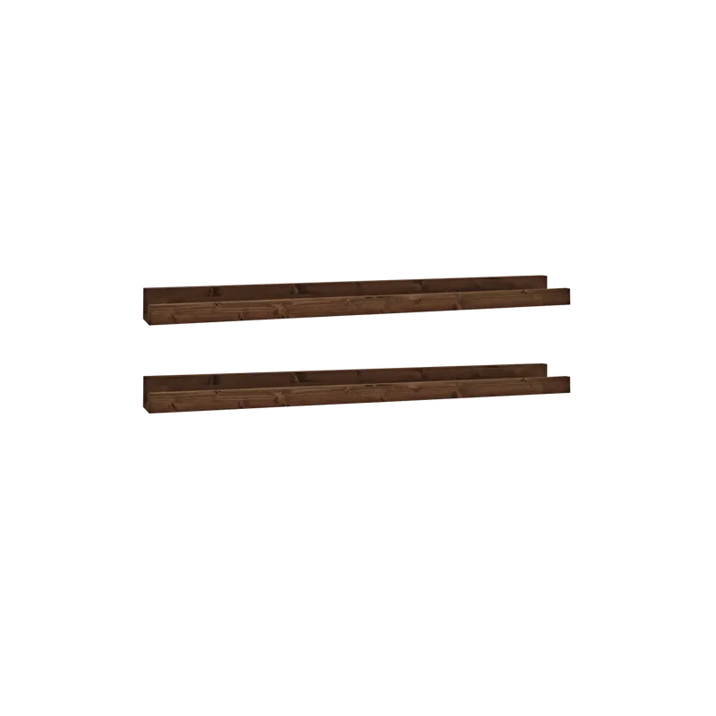 Pack 2 estantes de madera maciza flotante tono nogal 50cm - Estanterías