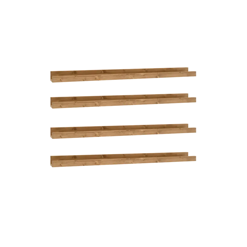 Pack 4 estantes de madera maciza flotante tono roble oscuro 50cm - Estanterías