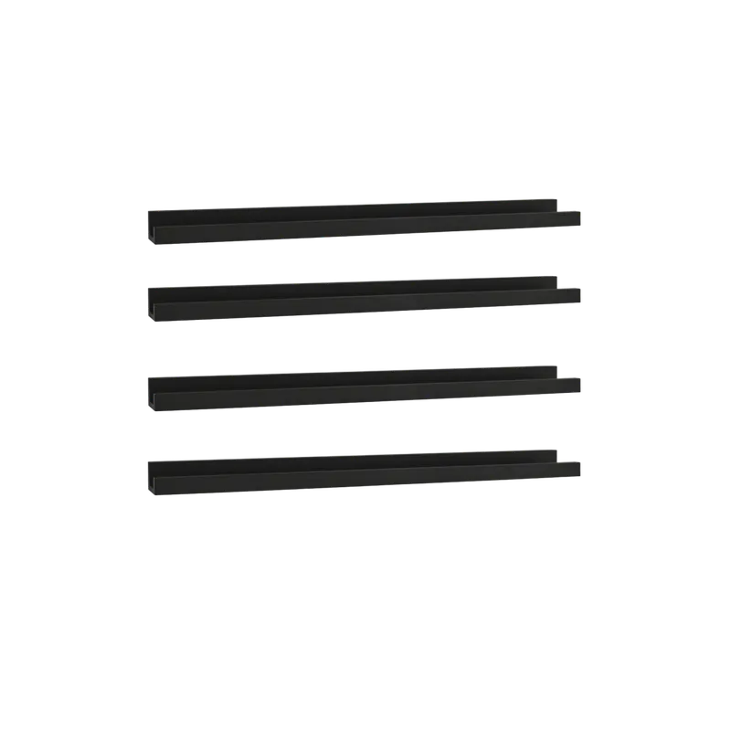 Pack 4 estantes de madera maciza flotante tono negro 50cm - Estanterías