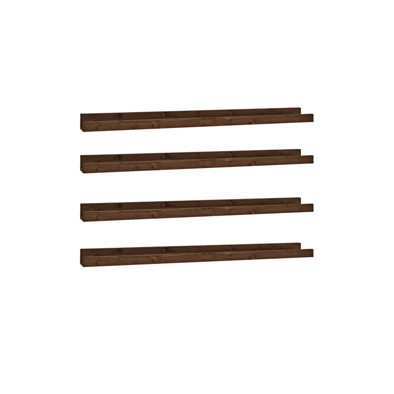 Pack 4 estantes de madera maciza flotante tono nogal 50cm - Estanterías