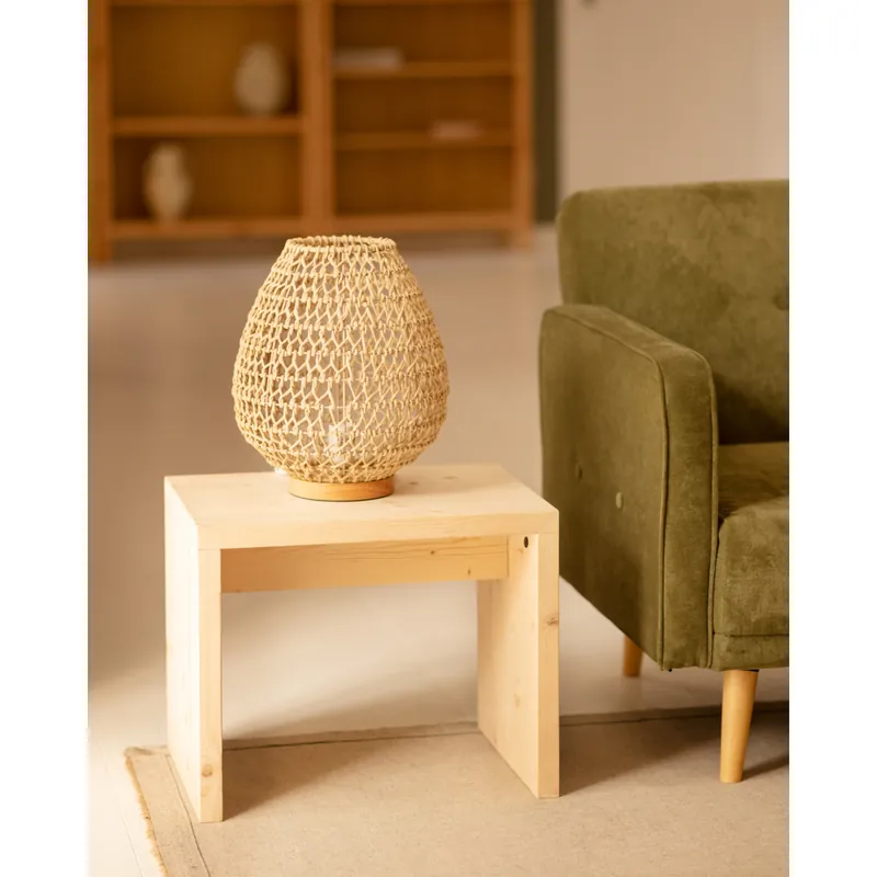 Mesita / Taburete de madera maciza en tono natural de 45x50cm - Mesas auxiliares
