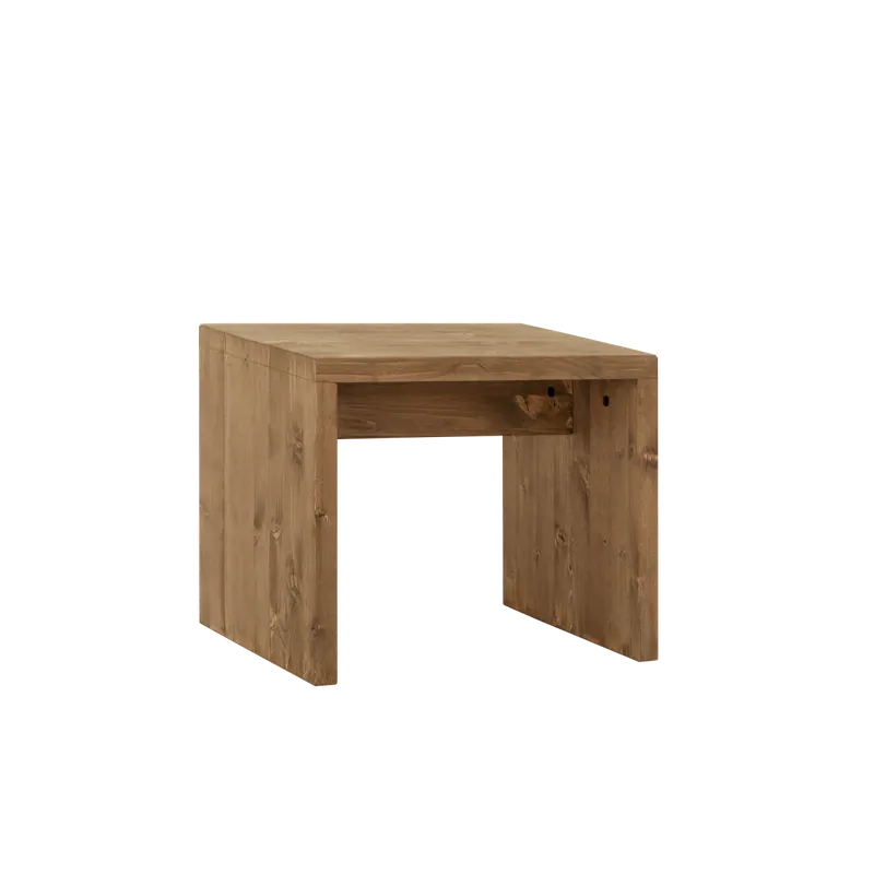 Mesita / Taburete de madera maciza en tono roble oscuro de 45x50cm - Mesas auxiliares