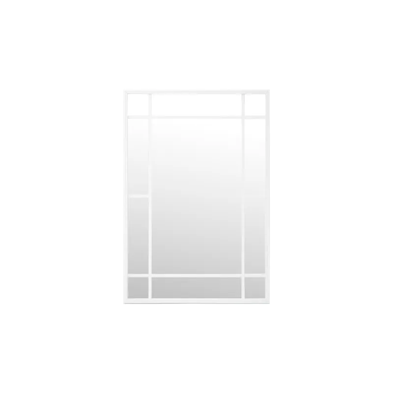Espejo rectangular de pared tipo ventana elaborado con madera de acabado blanco - Espejos