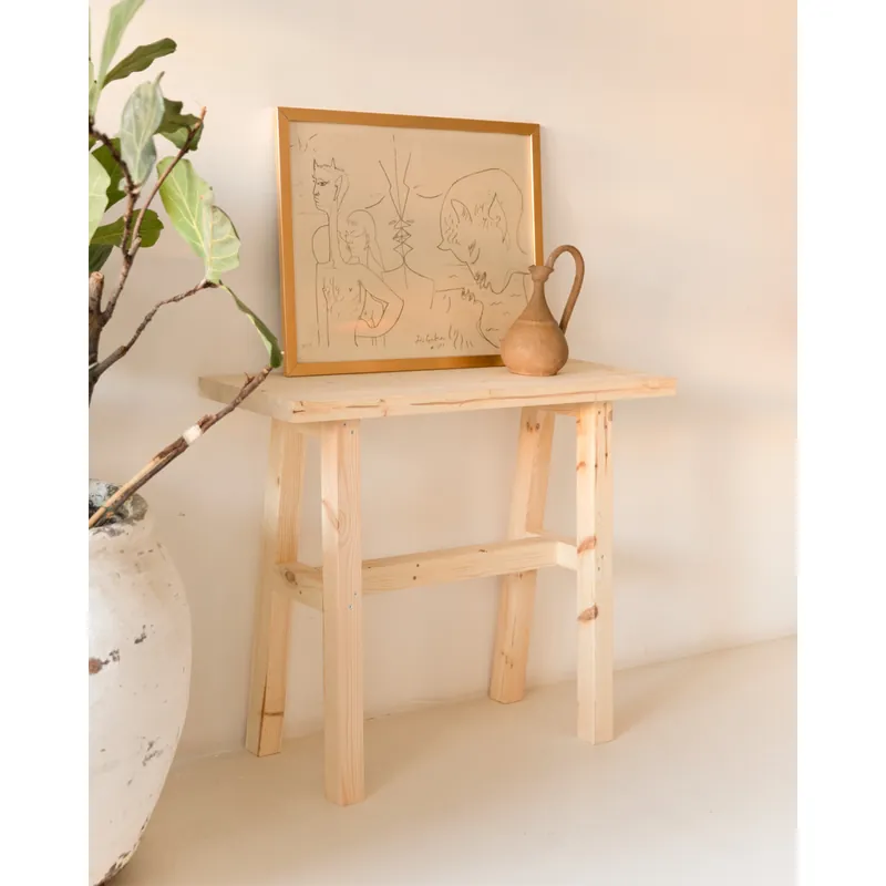Consola de madera maciza en tono natural de 100x80cm - Cómodas y consolas