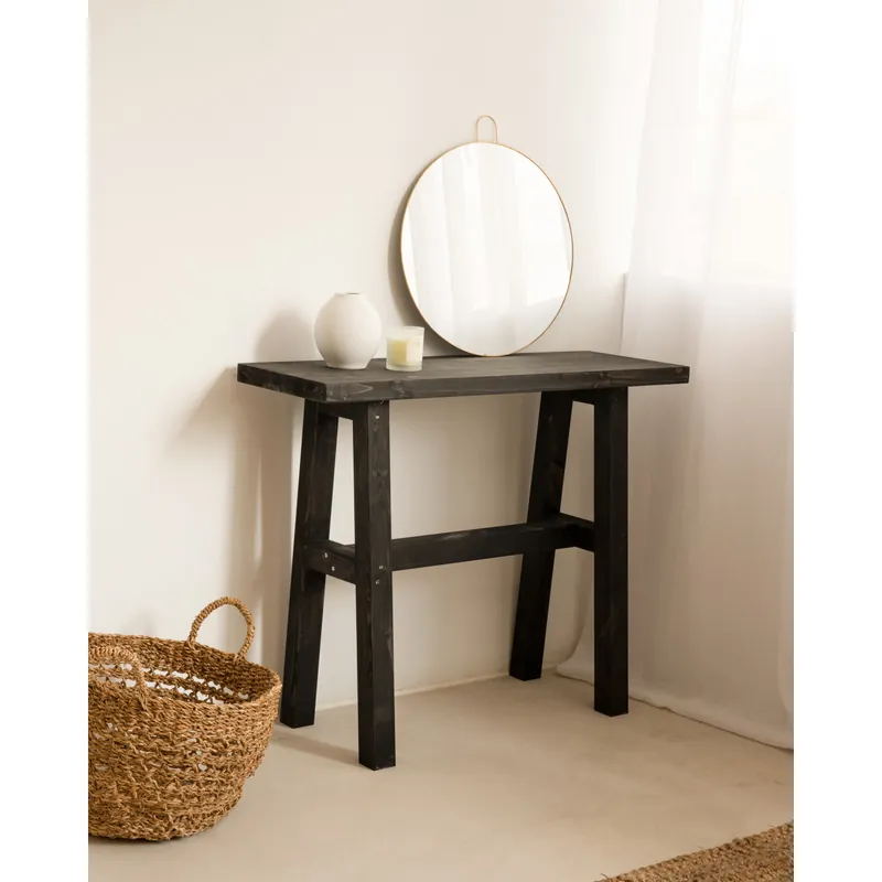 Consola de madera maciza en tono negro de 100x80cm - Cómodas y consolas