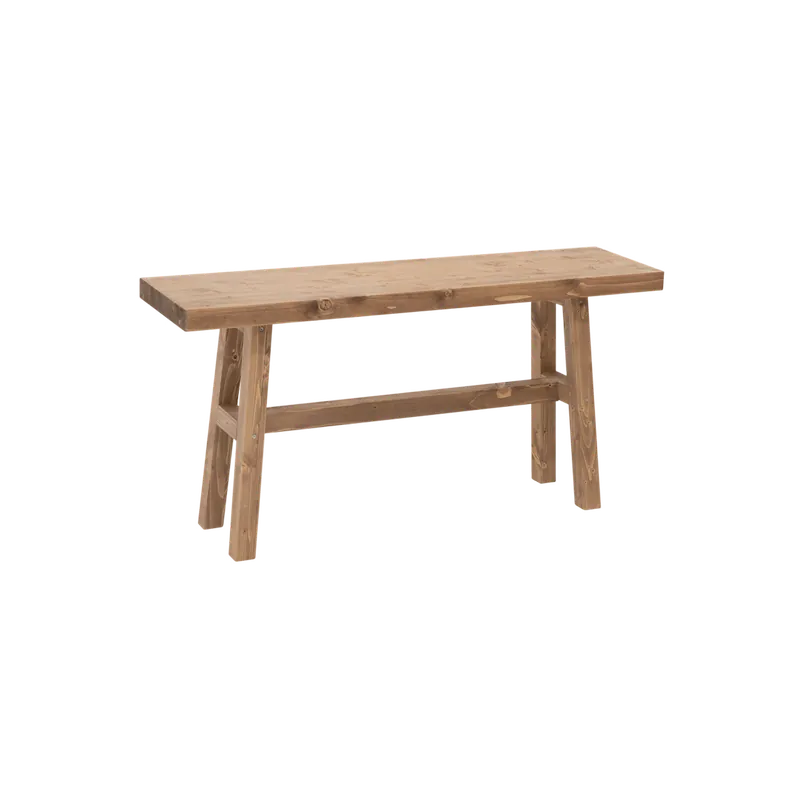 Banqueta de madera maciza en tono roble oscuro de 100x50cm - Bancos y taburetes
