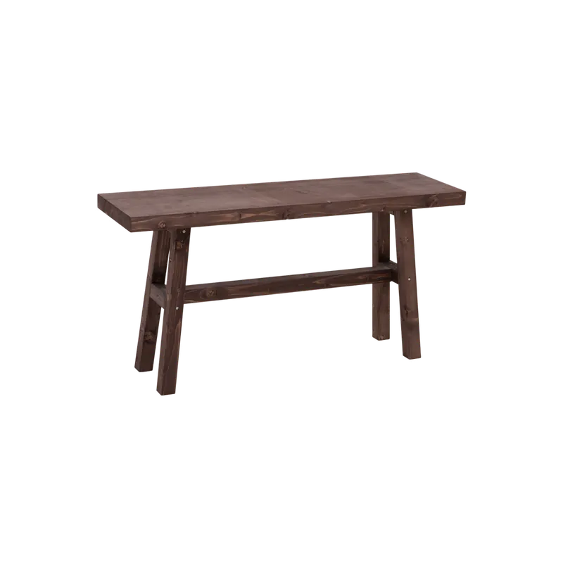Banqueta de madera maciza en tono nogal de 100x50cm - Bancos y taburetes