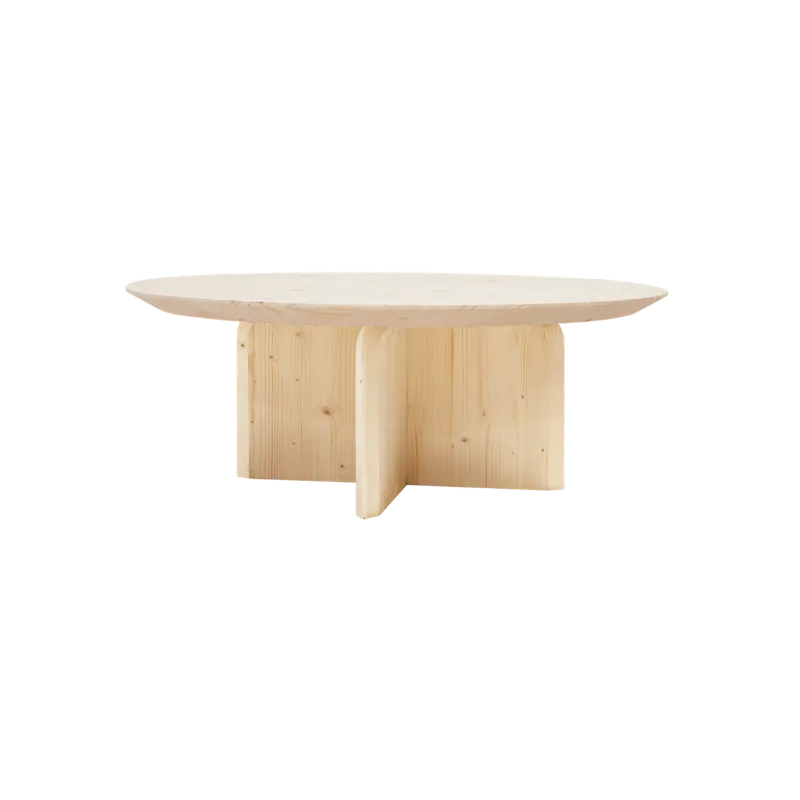Mesa de centro redonda de madera maciza en tono natural de 60cm - Mesas de centro