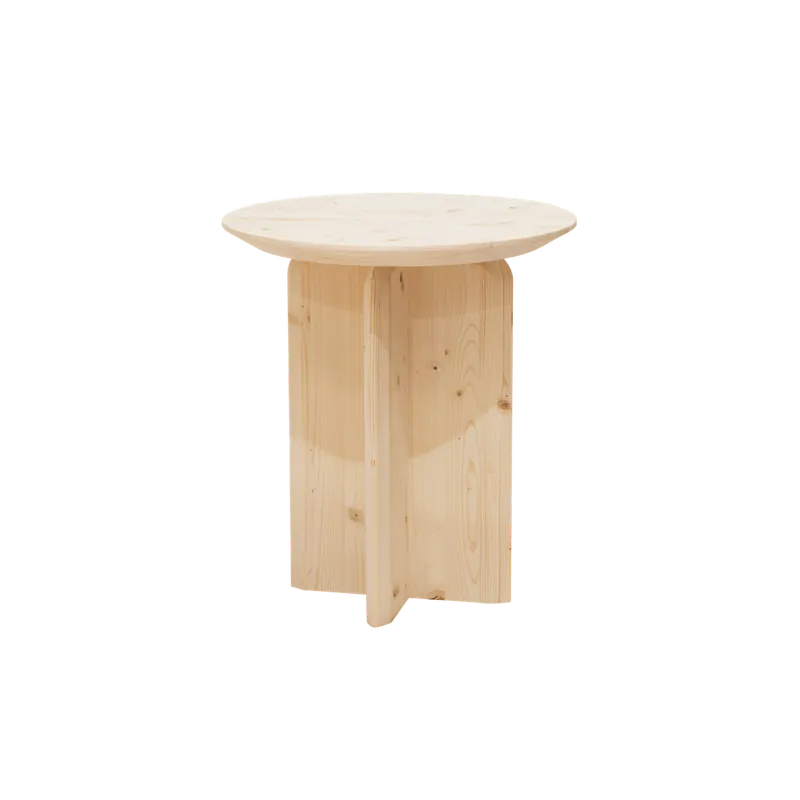 Mesa auxiliar de madera maciza en tono natural de 50x45cm - Mesas auxiliares