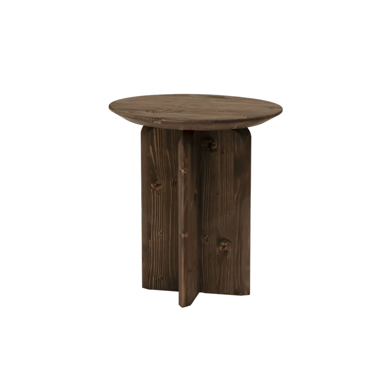 Mesa auxiliar de madera maciza en tono nogal de 50x45cm - Mesas auxiliares