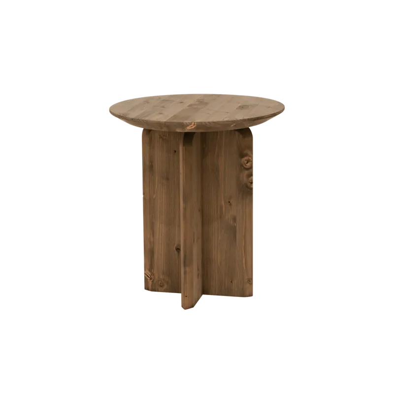 Mesa auxiliar de madera maciza en tono roble oscuro de 50x45cm - Mesas auxiliares