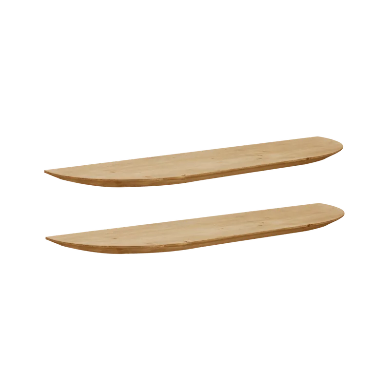 Pack 2 estanterías redondeadas de madera maciza flotantes tono roble medio 60cm - Inicio
