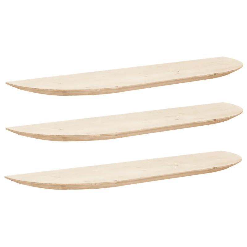 Pack 3 estanterías redondeadas de madera maciza flotantes tono natural 60cm - Inicio