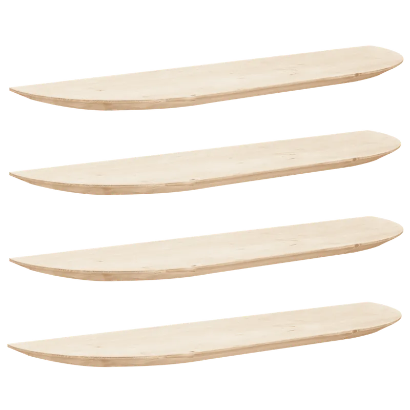Pack 4 estanterías redondeadas de madera maciza flotantes tono natural 60cm - Inicio