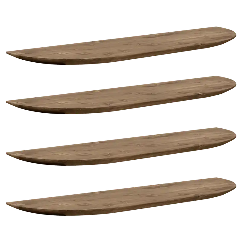 Pack 4 estanterías redondeadas de madera maciza flotantes tono roble oscuro 60cm - Inicio