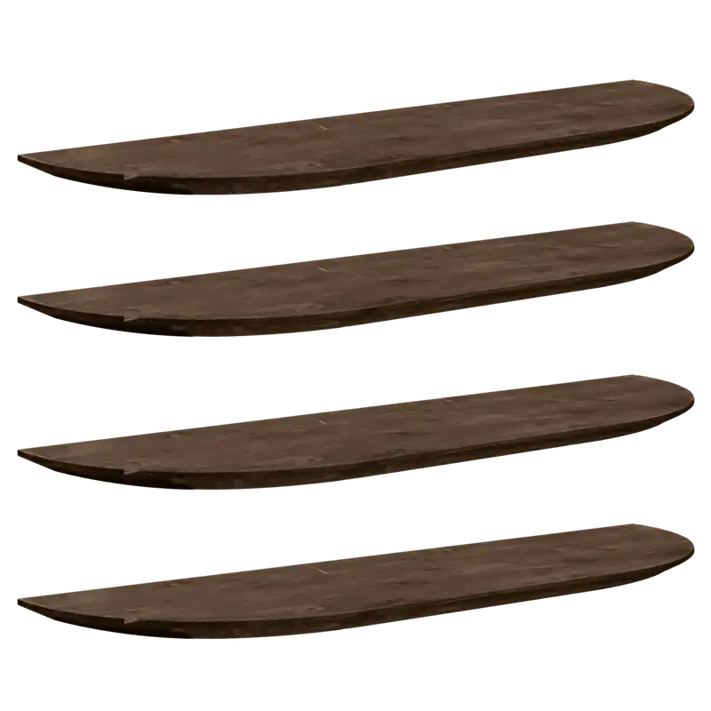Pack 4 estanterías redondeadas de madera maciza flotantes tono nogal 60cm - Inicio