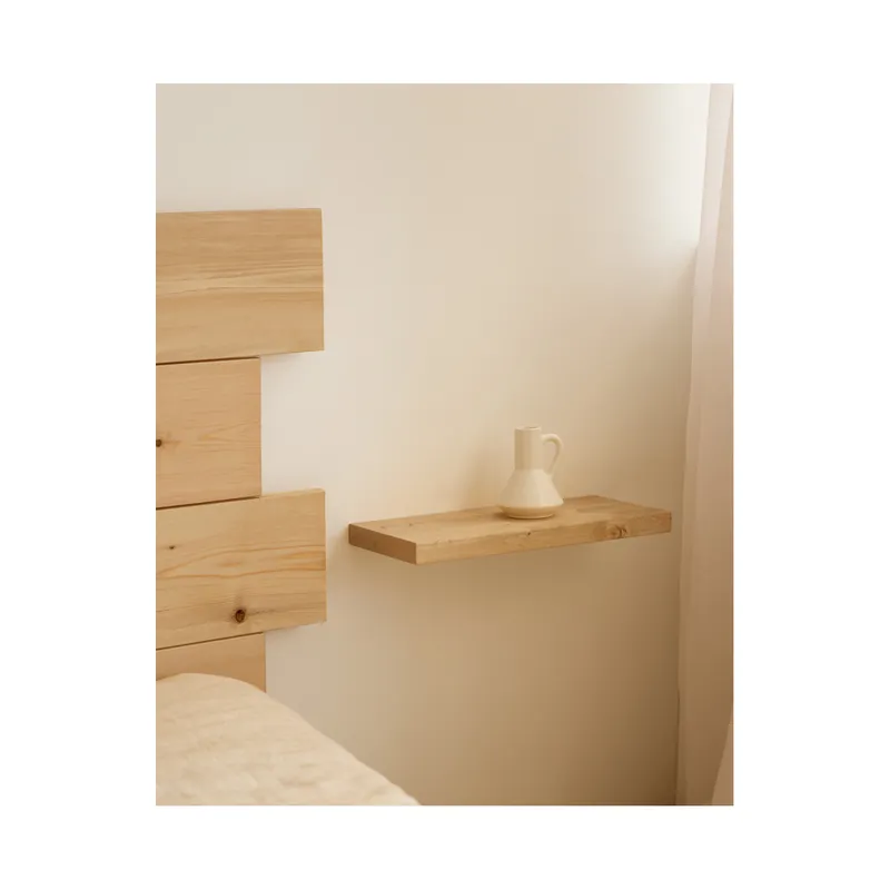 Mesita de noche de madera maciza flotante en tono roble medio de 45cm - Mesitas de noche