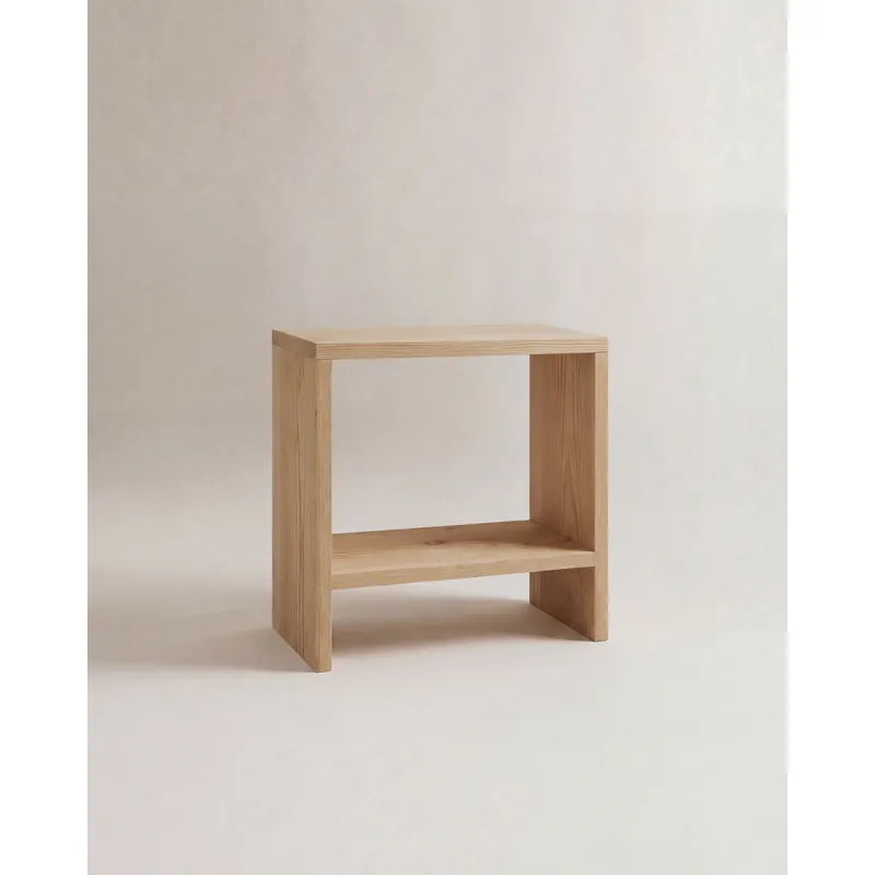 Mesita de noche de madera maciza en tono roble medio de 40x20cm - Mesitas de noche