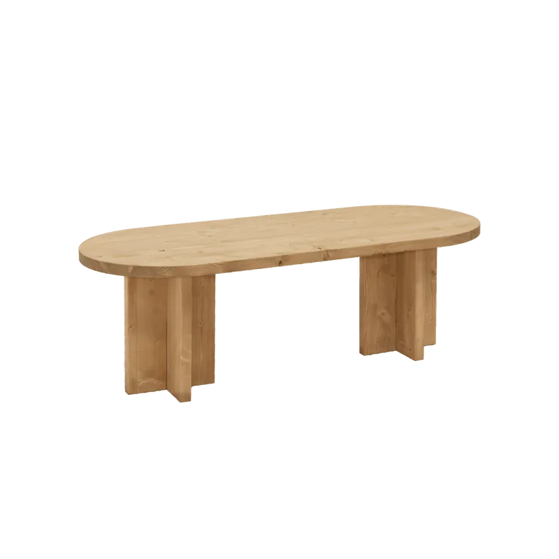 Mesa de centro de madera maciza en tono roble medio de 120x50cm - Mesas de centro