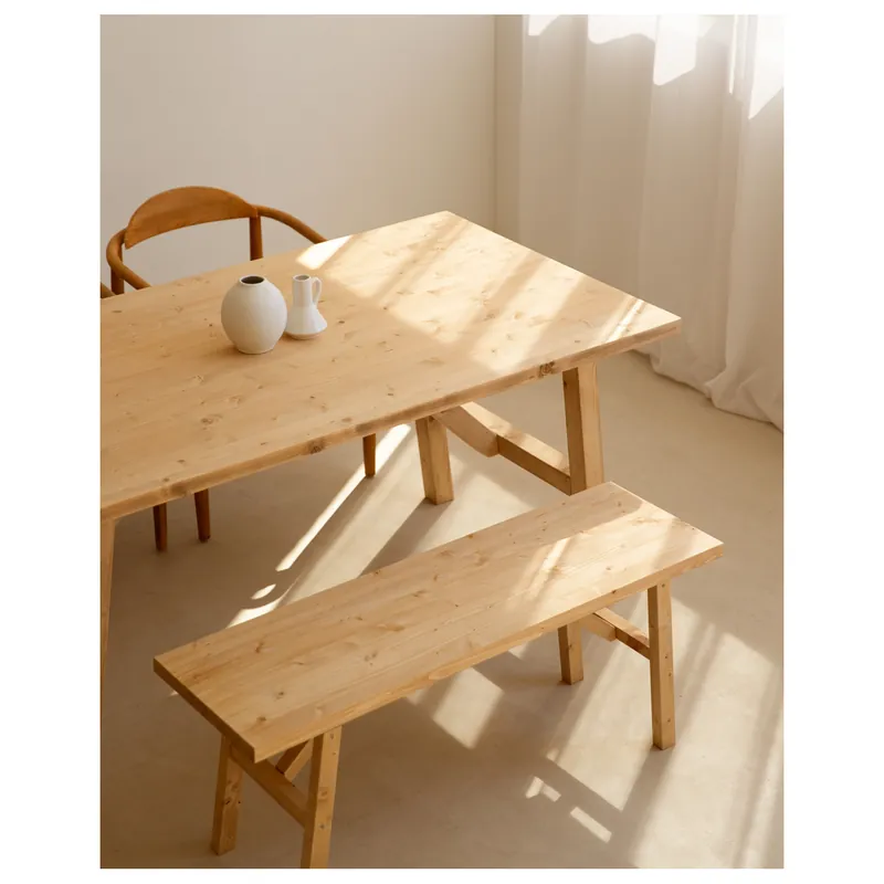 Banco de madera maciza en tono roble medio de 115cm - Inicio