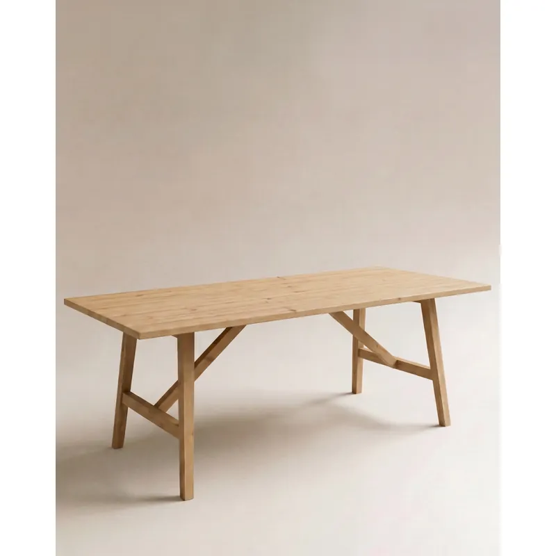 Mesa de comedor de madera maciza acabado roble medio de 120cm - Inicio
