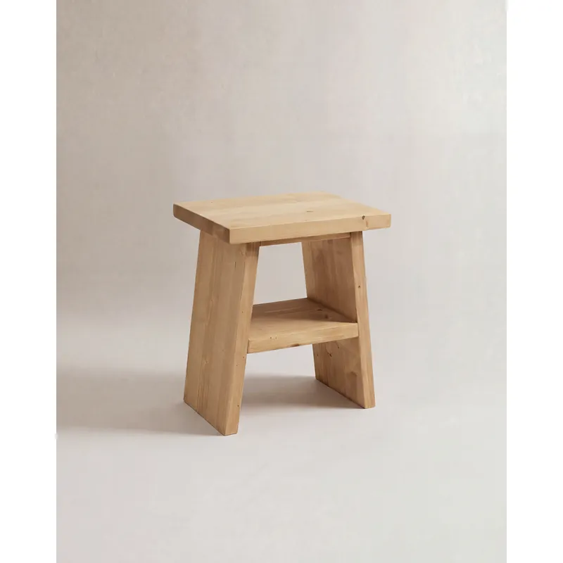Mesita de noche o auxiliar madera maciza en tono roble medio de 45x39cm - Mesitas de noche