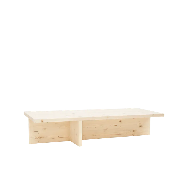 Mesa de centro de madera maciza en tono natural de 124x27cm - Mesas de centro