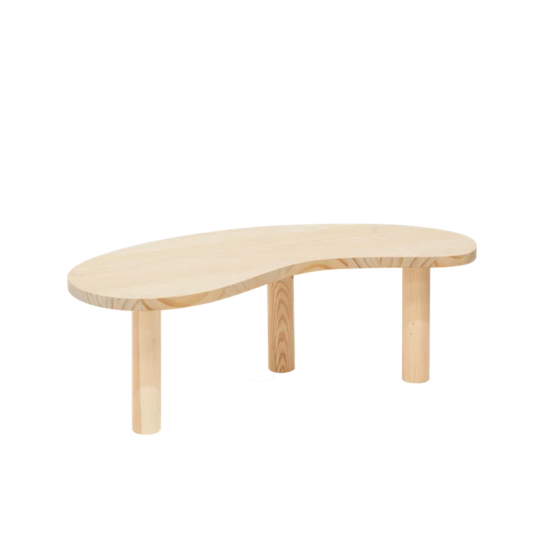 Mesa de centro de madera maciza formas orgánicas en tono natural de 40x100cm - Mesas de centro