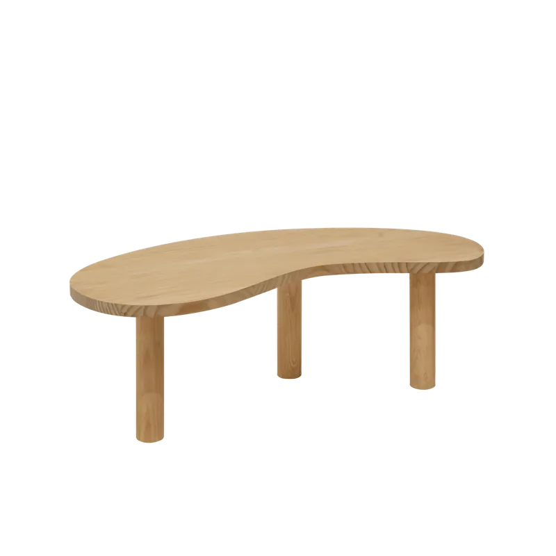 Mesa de centro de madera maciza formas orgánicas en tono roble medio de 40x100cm - Mesas de centro