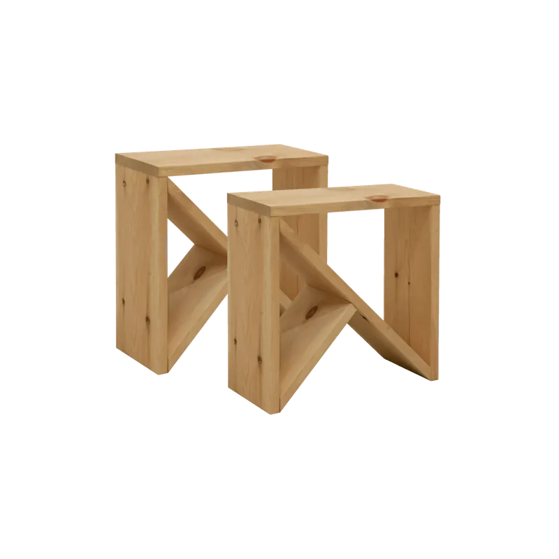 Pack 2 mesitas de madera maciza en tono roble medio de 40x40cm - Mesitas de noche