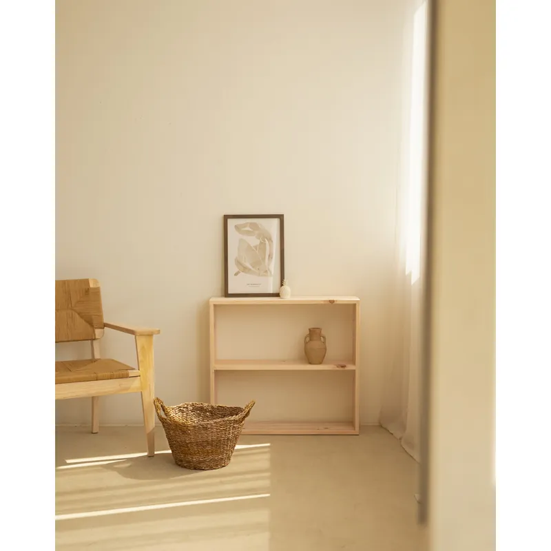 Estantería de madera maciza tono natural con 1 estante - Estanterías