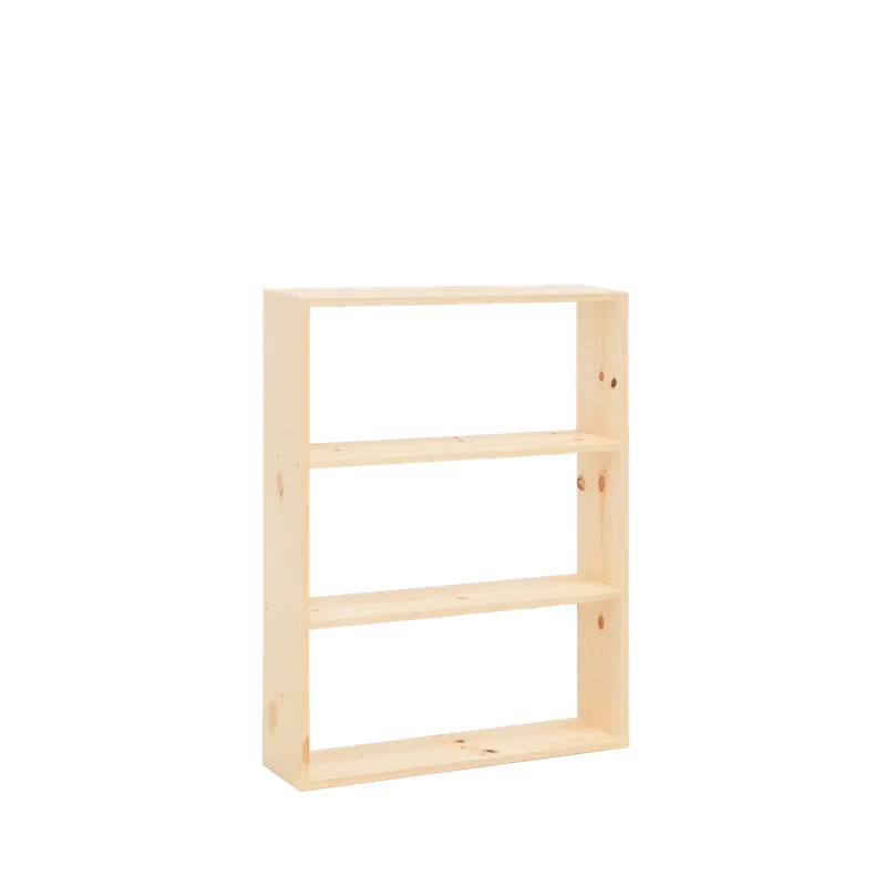 Estantería de madera maciza tono natural con 2 estantes - Estanterías