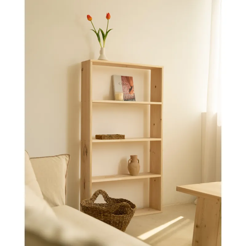 Estantería de madera maciza tono natural con 3 estantes - Estanterías