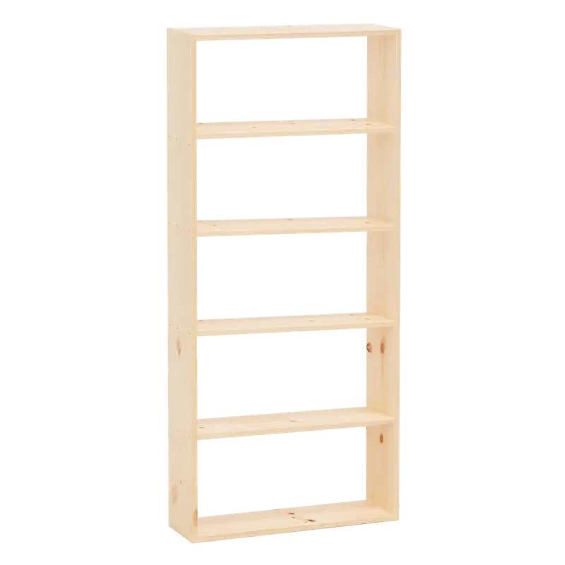 Estantería de madera maciza tono natural con 4 estantes - Estanterías