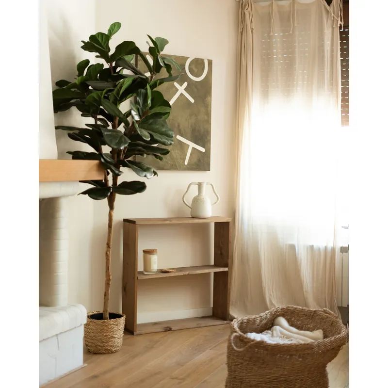 Estantería de madera maciza tono roble oscuro con 1 estante - Estanterías