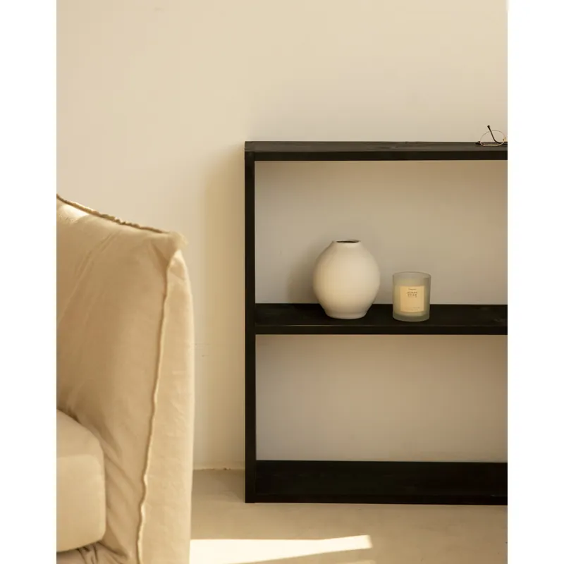 Estantería de madera maciza tono negro con 1 estante - Estanterías