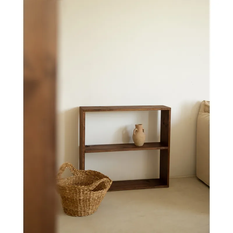 Estantería de madera maciza tono nogal con 1 estante - Estanterías