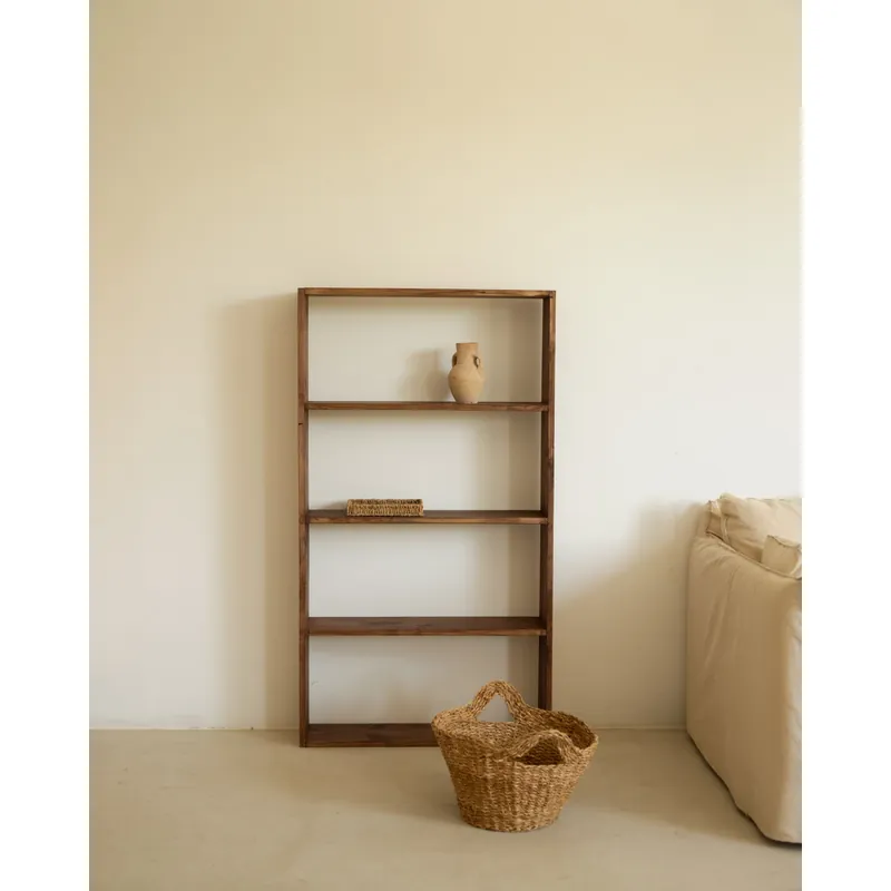 Estantería de madera maciza tono nogal con 3 estantes - Estanterías