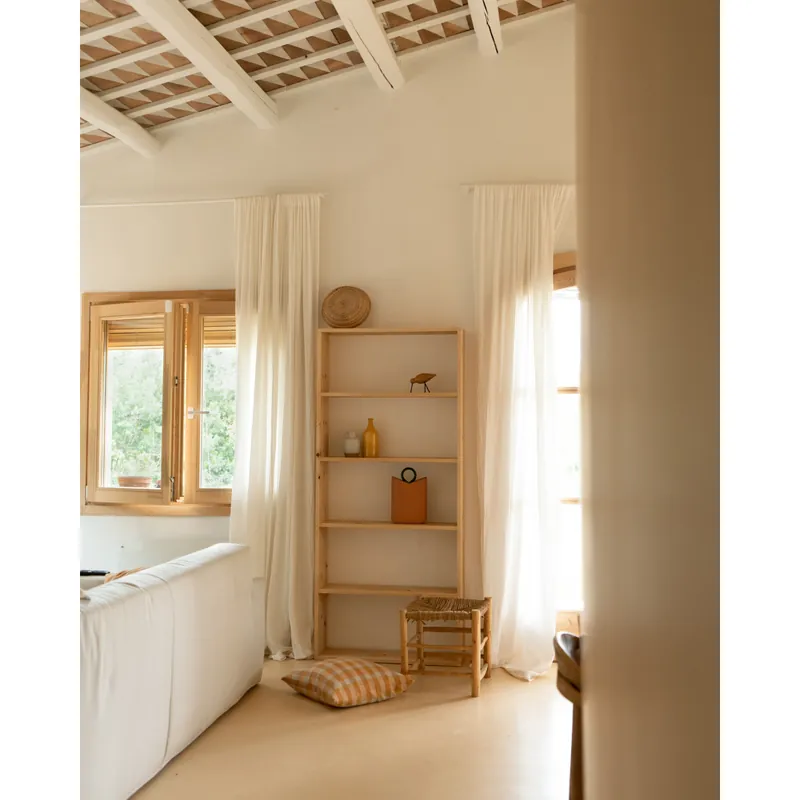 Estantería de madera maciza tono roble medio con 4 estantes - Estanterías