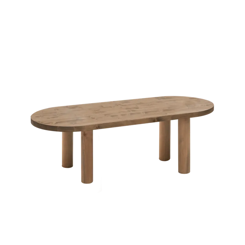 Mesa de centro ovalada de madera maciza en tono roble oscuro de 40x120cm - Mesas de centro